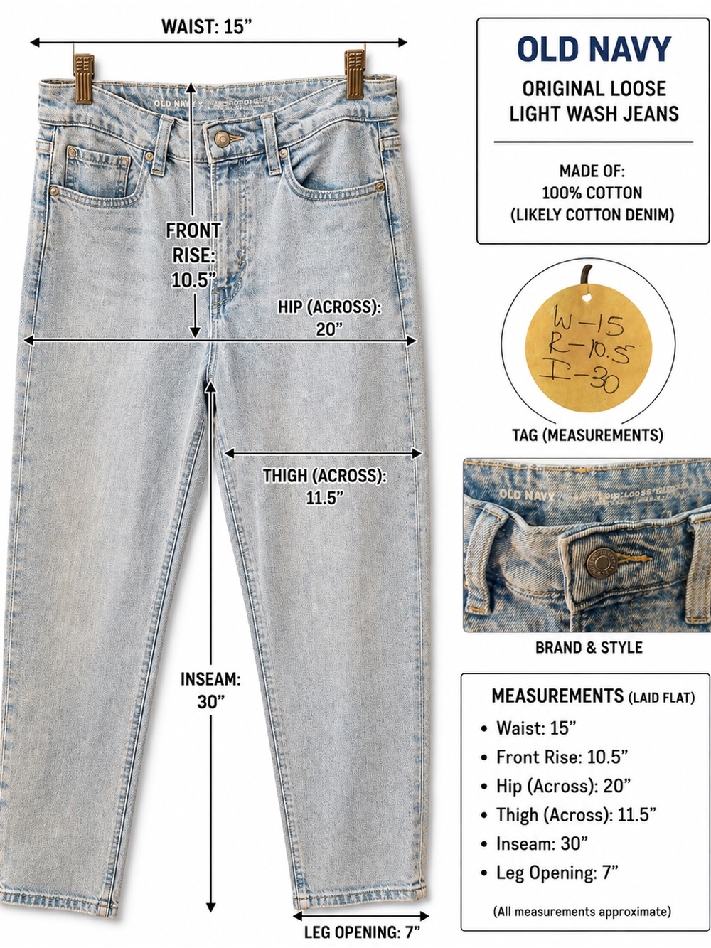 Old Navy Light Wash Slim Straight Jeans - Picture 5 of 5